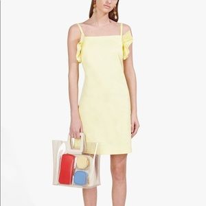 STAUD Nemi bright yellow ruffle tank top dress